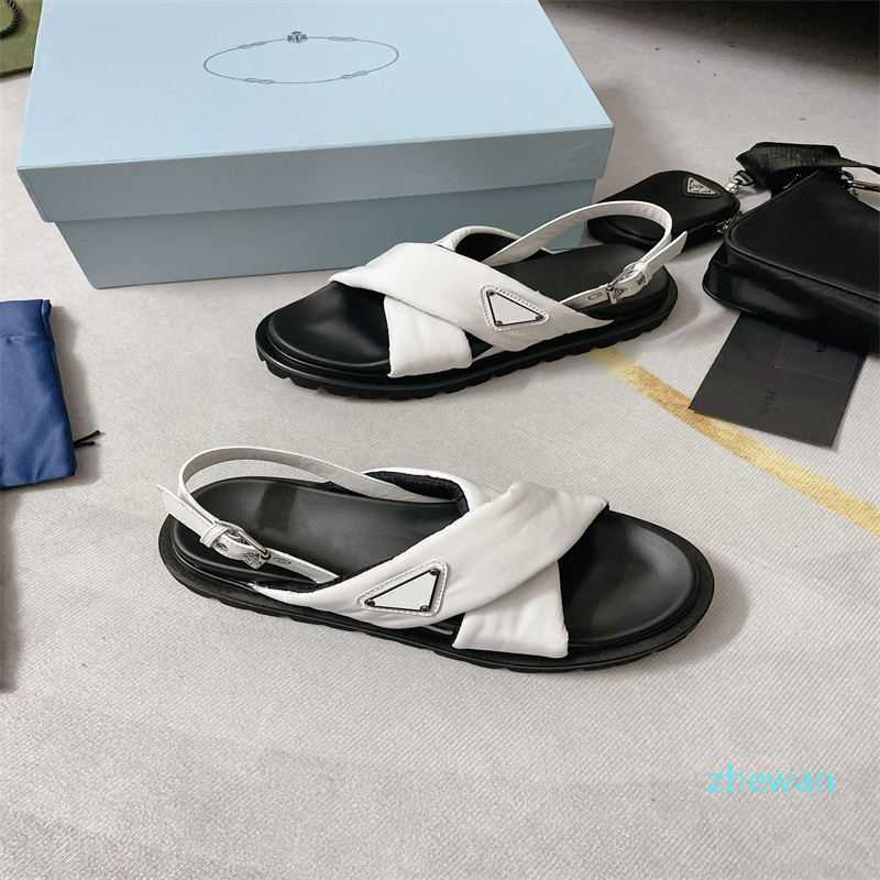 

2022 Designer Women Sandals Womens Slides Crystal Calf leather Casual shoes Non -slip 35-41, Black