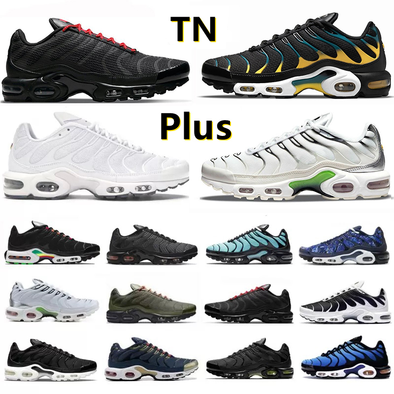

Tn Plus mens Running Shoes Sneakers Triple Black White University Red Hyper Royal Blue Neon Green Olive Reflective Violet Oreo men trainers sports shoe, Color#40