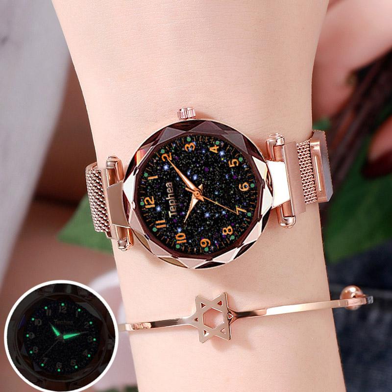 

Wristwatches Starry Sky Women Bracelet Wrist Watch For Female Clock Relogio Feminino 2022 Zegarek Damski Luminous Hands Watches, Blue