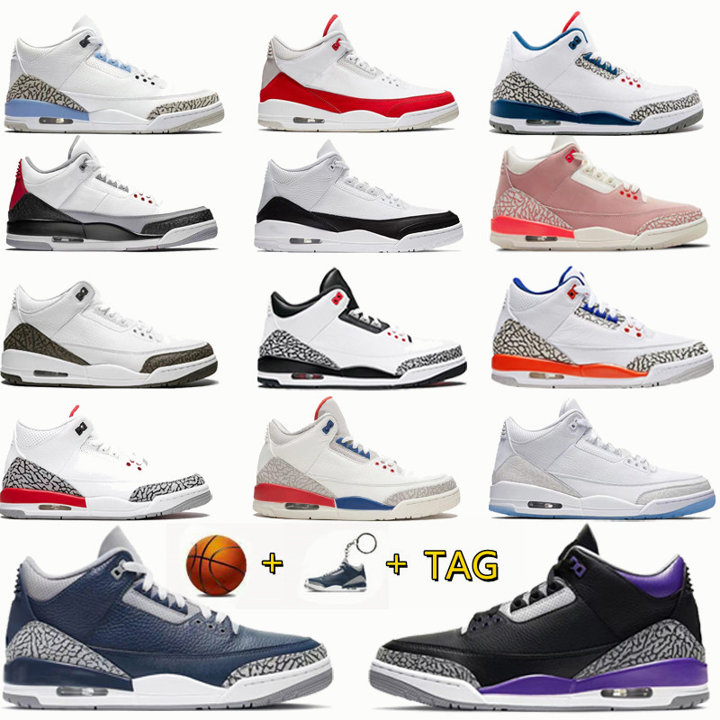 

2022 Pine Green Jumpmans 3 Men Basketball Shoes 3s Black Cement Racer Blue Fire Red Court Purple Cool Grey UNC Laser Orange Katrina Mens Sneakers Sports, Box