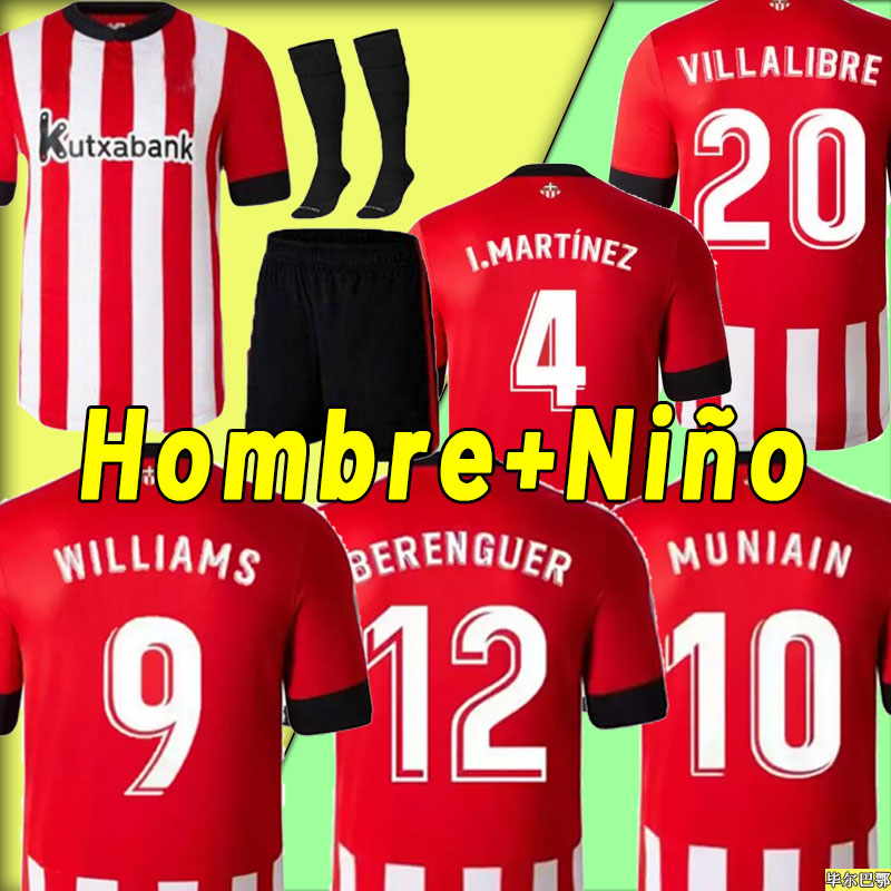 

2022 2023 VILLALIBRE bilbao Soccer Jersey Athletic WILLIAMS MUNIAIN ADURIZ football shirts RAUL GARCIA Camiseta de futbol Men kids kit set socks uniform 22 23 player, Home