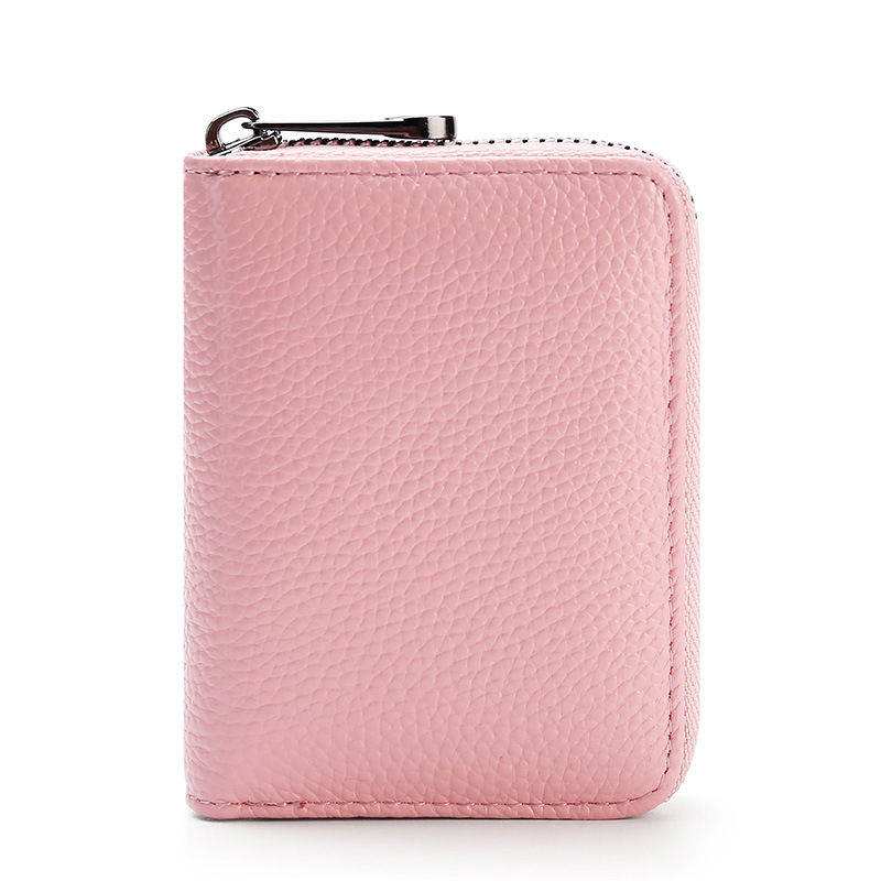 

Leather organ multi-position card bag Man's card woman's zipper wallet 415202261701 pink