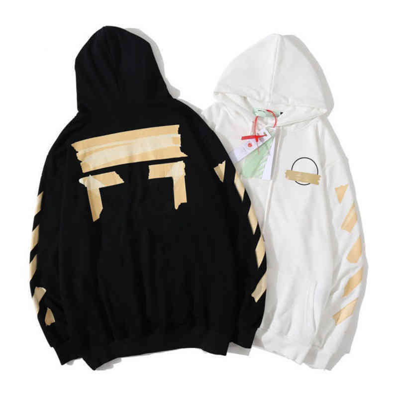 

Fashion Mens Loose Offs Hoodies High Quality Brand Classic Sweatshirts Hoodie Cotton Pullover Long Sleeved Back Oil Paint Arrow x Men Women OWOP, 14