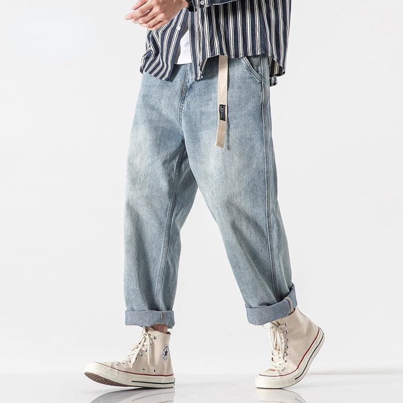 

Men' Jeans Spring Autumn Men Baggy Streetwear Harajuku Fashion Casual Straight Pants Male Loose Denim Trousers Z81Men, Blue