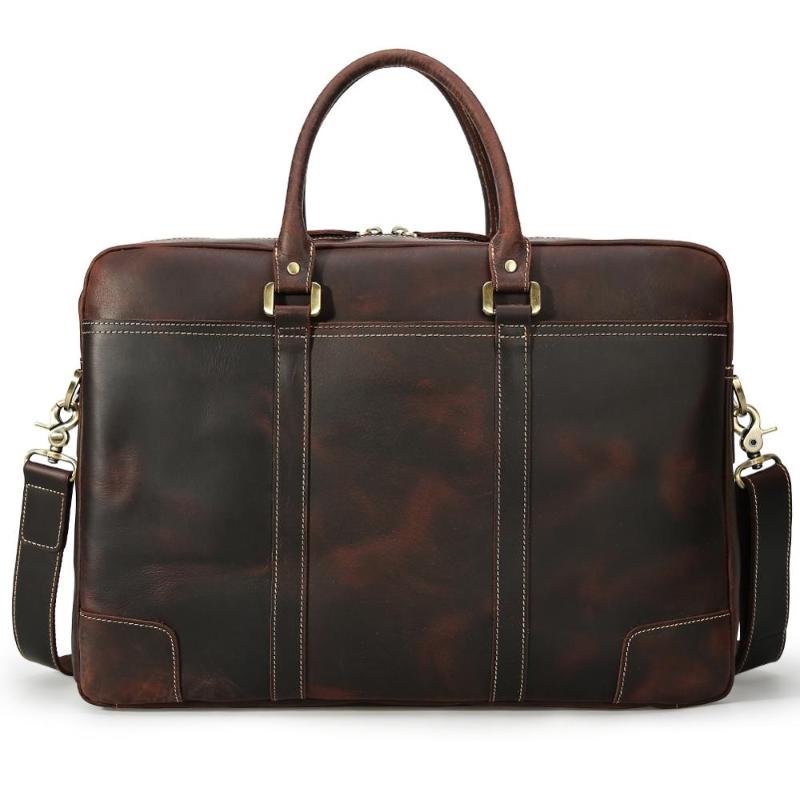 

Briefcases Tiding Men's Crazy Horse Leather Briefcase Cross-section Business Laptop Case1439Briefcases, As pic