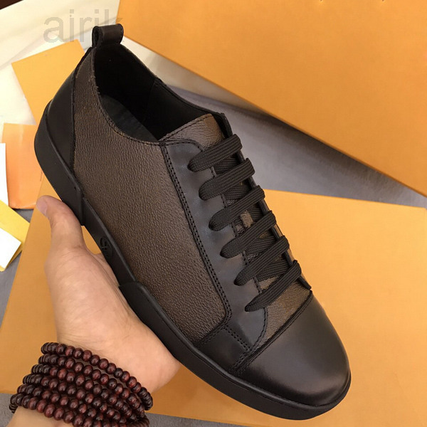 

Classic black brown Men shoes real Leather mens sneakers Loafers lace up low top fashion casual shoe designers shoes man with box Size 38-45