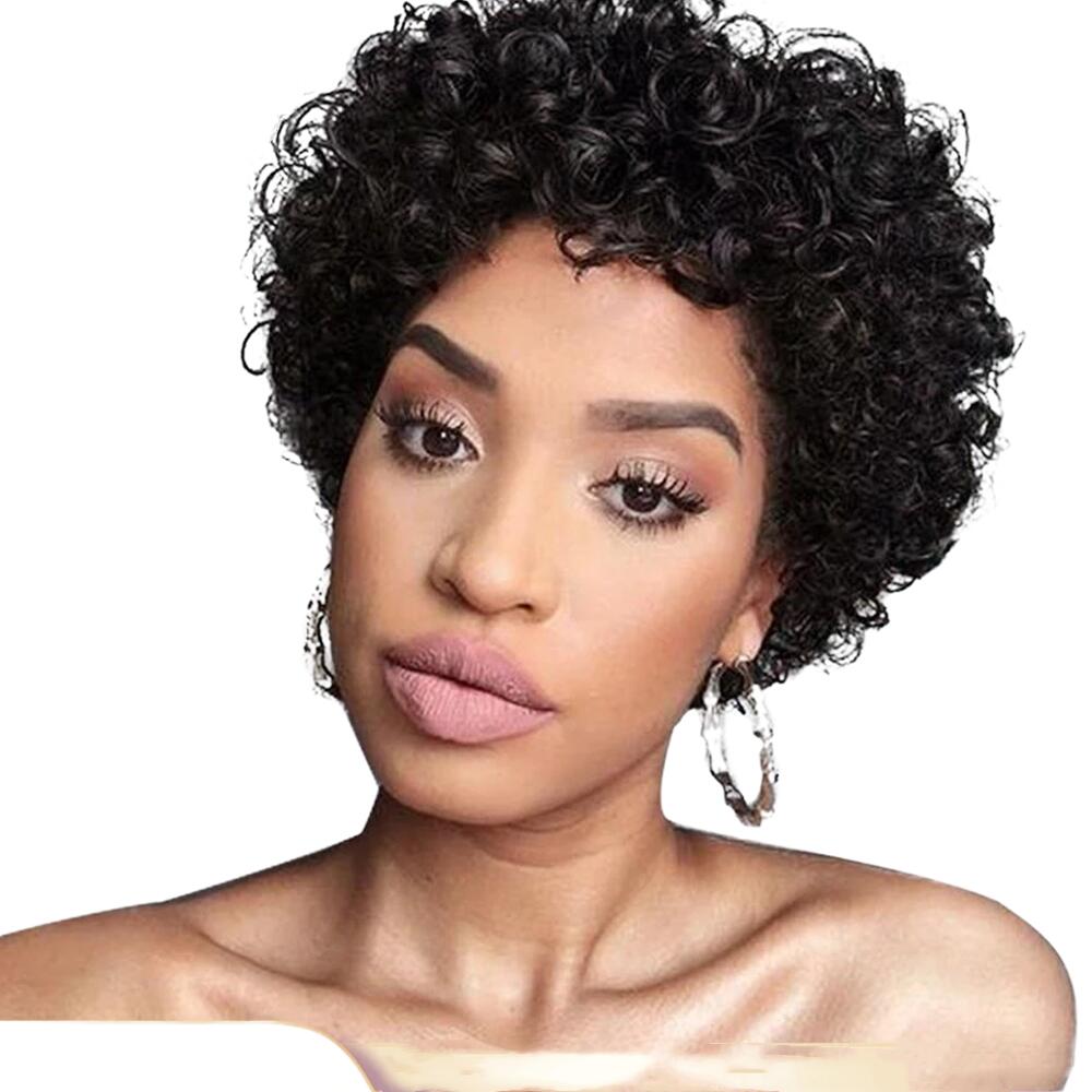 

natural color wavy Brazilian human hair wig machine made black non-remy glueless wigs, #4