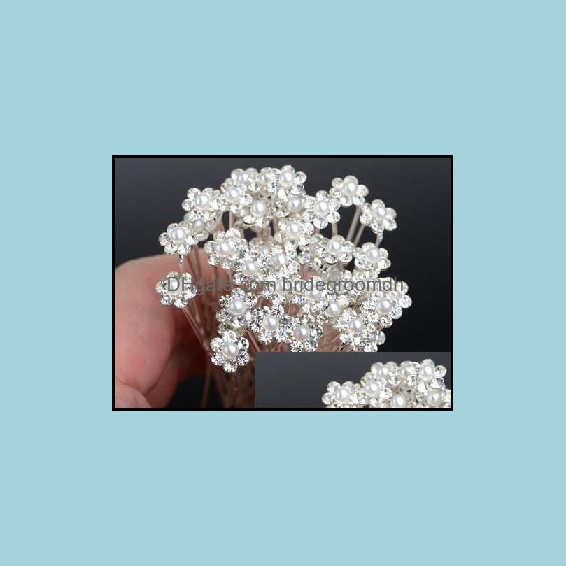 

Headpieces Wedding Accessories Party Events 40Pcs Bridal Pearl Hairpins Flower Crystal Rhinestone Hair Pins Clips Bridesmaid Women Jewel
