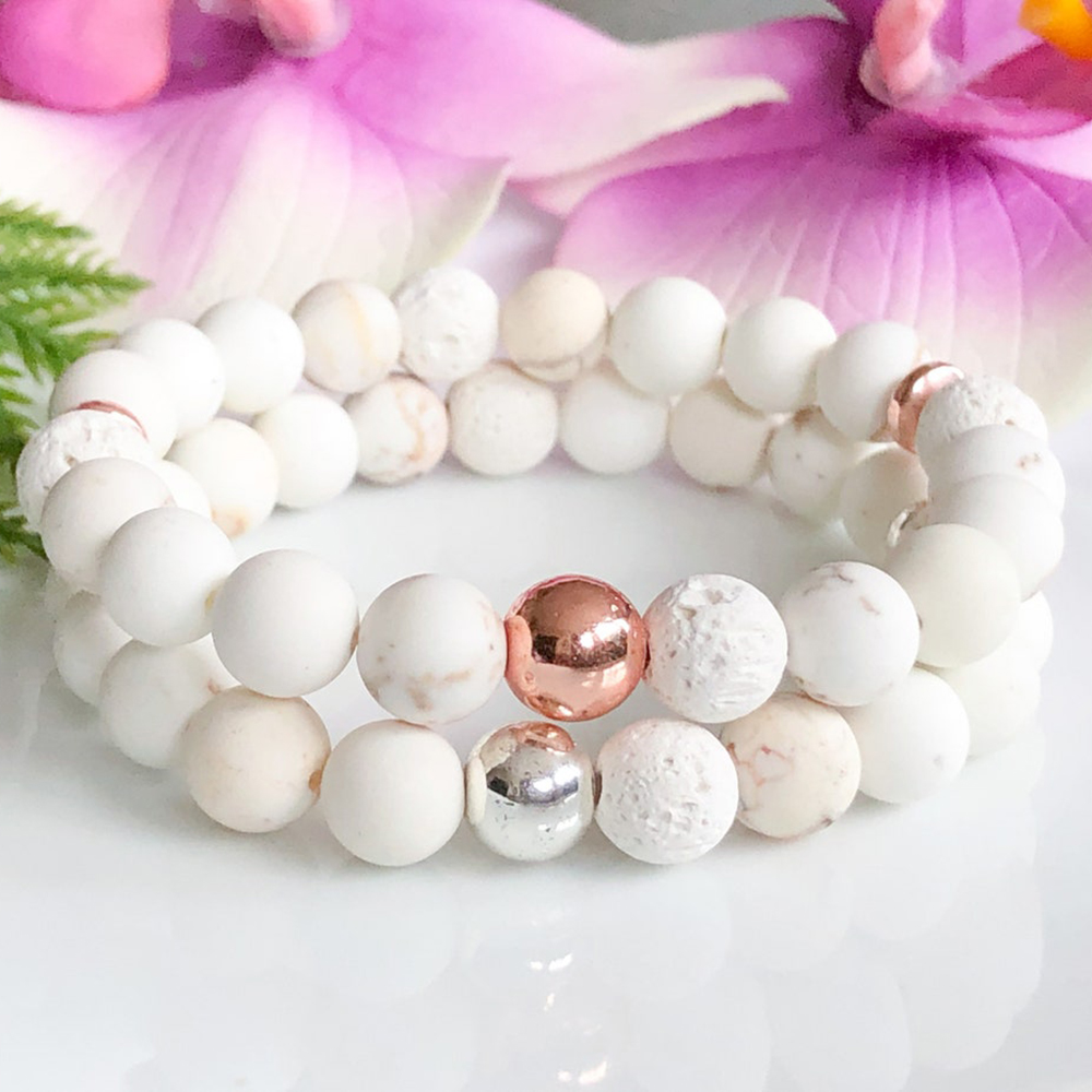 

MG1512 Strand Natual Rock Lava Stone Aromatherapy Bracelet Essential Oil Diffuser Mala Beaded Bracelets for Women Anxiety Healing
