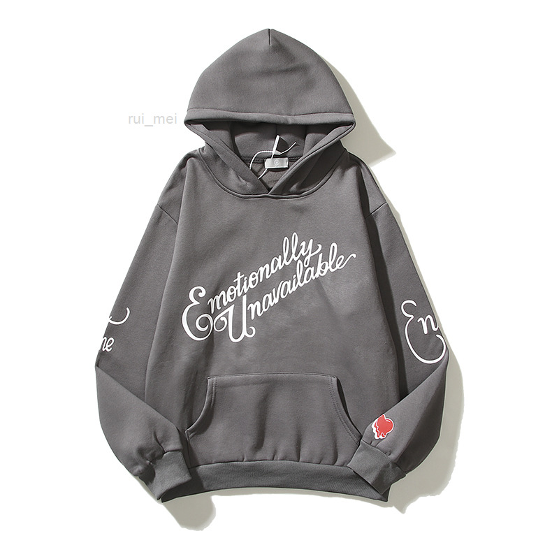 

Print White Letter Gray Fleece Hooded Hoodies for Men and Women Loose Sweatshirt Casual