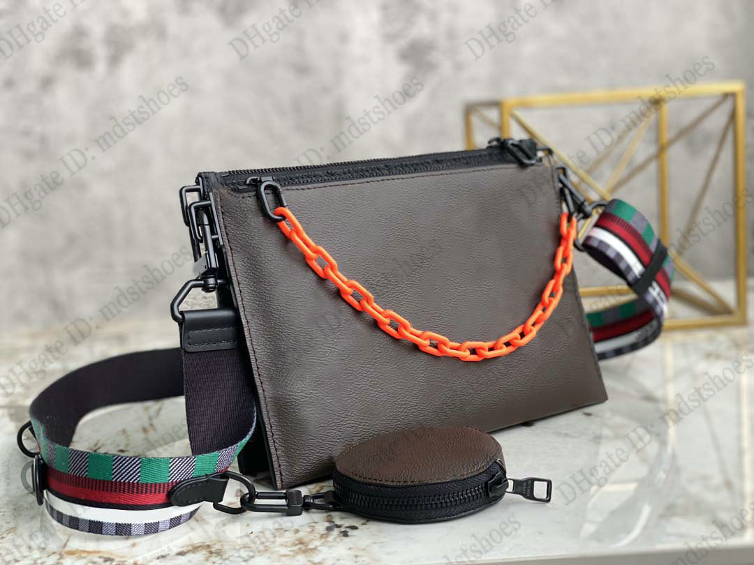 

2022 IN THE LOOP Trio Hand Bag Black Taurillon Monograms Monograms Canvas Round Pouch Bright Orange Chain Designer Amen Break Party Bags M59681