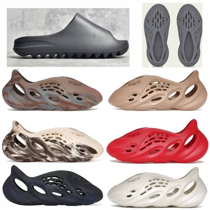 

2022 foam runner onyx Ochre pure runner MX Cream Clay Slides Sandals Men Women Slipper Vermillion Shoes Triple Black White Red Resin Bone Desert Sand pool slide, Trple black sandals