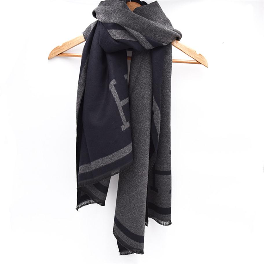 

Autumn and winter 2020 new Korean high-end double-sided H letter cashmere tassel like scarf women's thickened thermal shawl276e