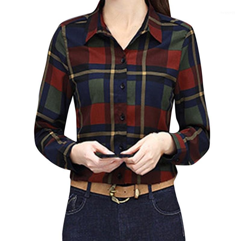 

Women' Blouses & Shirts Plaid Women 2022 Fashion Lapel Long Sleeve Shirt Female Office Wear Tops Girls Chic Turn-down Collar Bluzki #LR2, Yellow