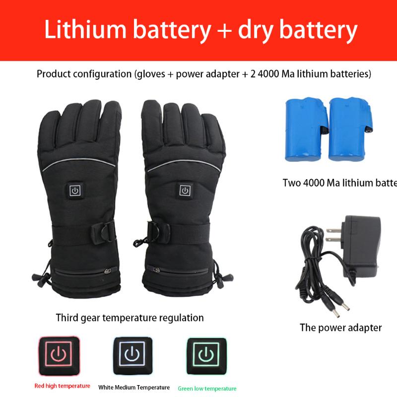 

Five Fingers Gloves Waterproof Electric Heated Winter Thermal 4000mAh Battery Powered For Ski Climbing Heating Skiing