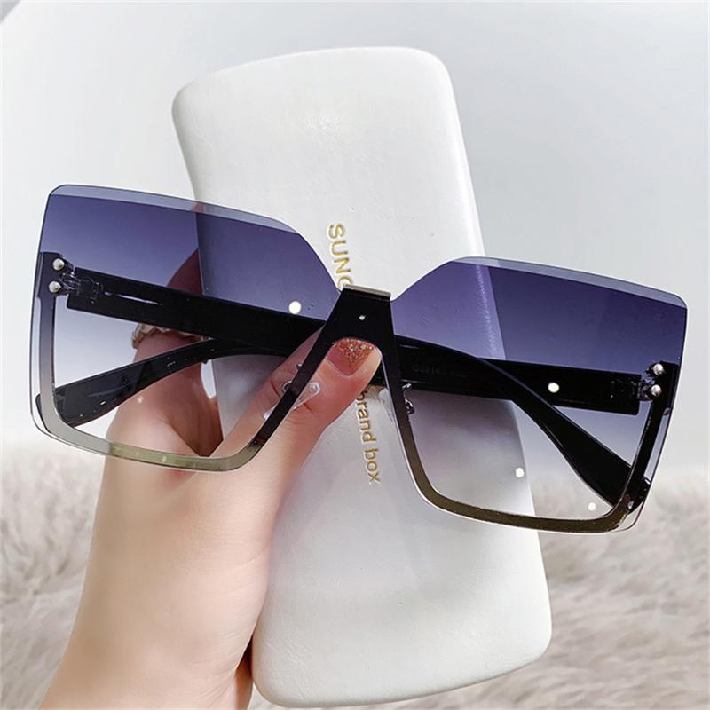 

Sunglasses Women Sunglasess Half Frame Large Square Gradient Sun Glasses Shades Designer Vintage Ladies Eyewear Uv400Sunglasses SunglassesSu