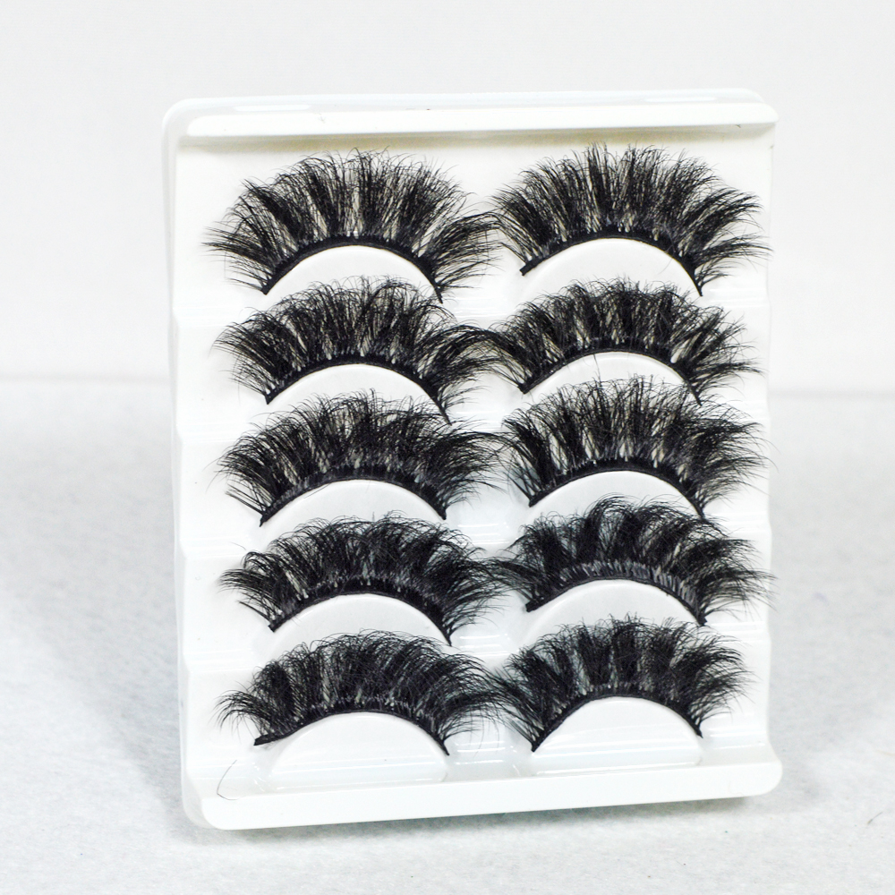 

5 Pairs False Eyelashes 8D Fluffy Faux Mink Hair Reusable Eyelash extension Dramatic Volume Cross Natural Long Thick fake Lashes Make up Soft Wispy cilia Wholesales