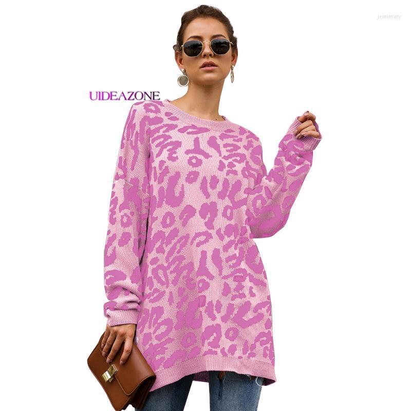

Women' Sweaters UIDEAZONE Leopard Women Autumn Round Neck Casual Loose Knitted Soft Pullover Jumper Female Sweater Top Jemi22, Beige