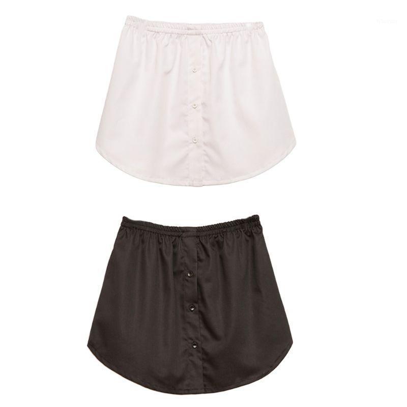

Womens A-Line Flared Curved Fake False Hem Button Down Detachable Waist Skirt Skirts, Black