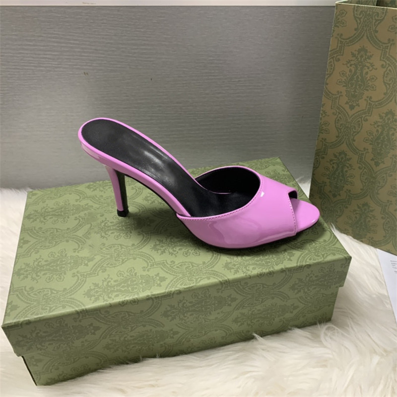

2022 Ladies Stiletto Sandals Designer Vintage Fish Mouth Jelly Slippers One Word Belt Heels Party Wedding 35-42, 001