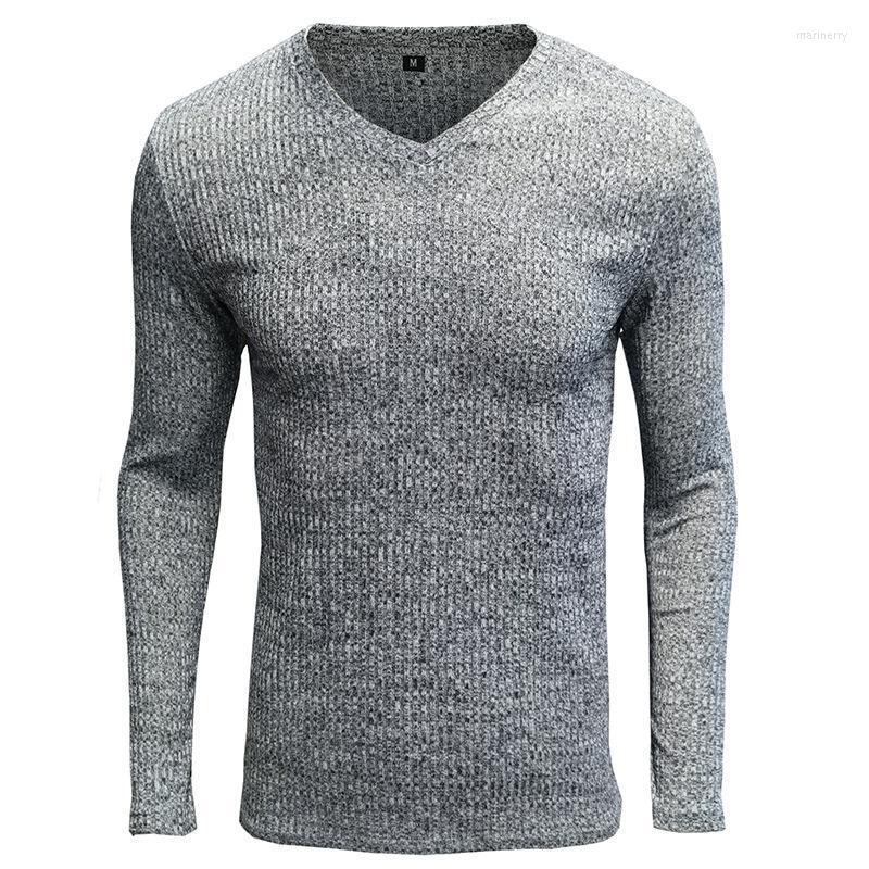 

Men' Sweaters Solid Color Knitted Bottoming Shirt Men Long-sleeved V-neck 9637Men' Mari22, A22