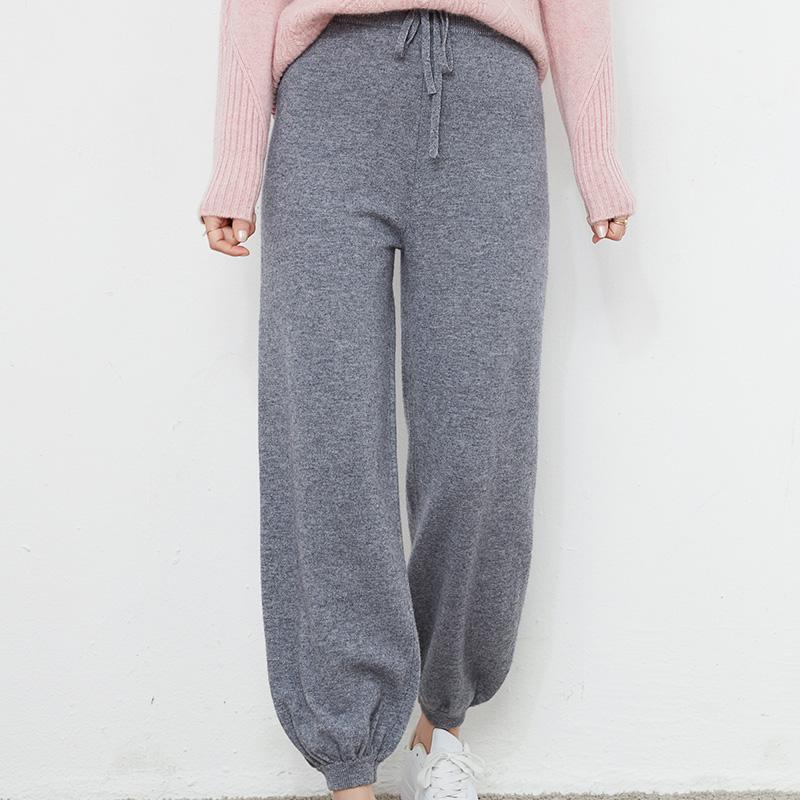 

Women' Pants & Capris Trousers Pure Wool Autumn And Winter 2022 Ladies Lace Bloomers Casual Knitted Tloose Large Size Solid Color Warm, Black