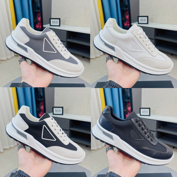 

Top with box High Quality Designer Shoes Triangle Mens Sneaker Calfskin Breathable Men Trainers Chaussures Comfortable Platform Sneakers 38-44