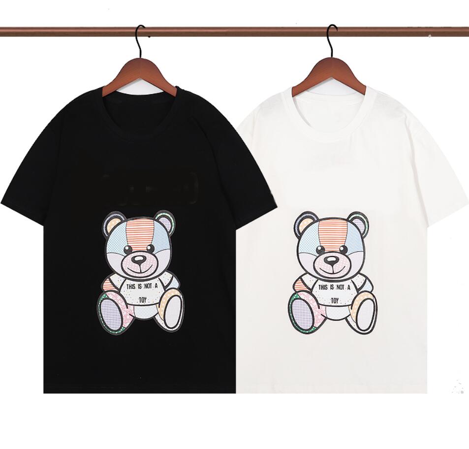 

22SS Designer Tshirts for Mens Women Casual T-shirts Summer Tee Shirts With Bear Pattern Trendy Men Woman Top Clothing White Black