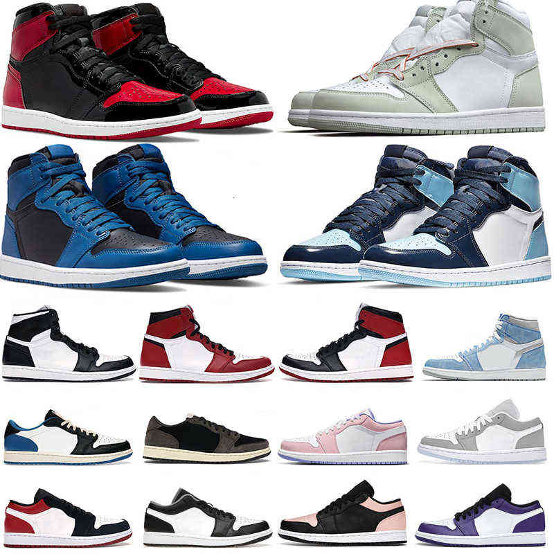 

Jumpman 1s Basketball Shoes Men Women Sea Black White Hype Royal Chicoga UNC Dark Low Jorda 1 Cactus Jack Wolf Gray Paint Drip, 33