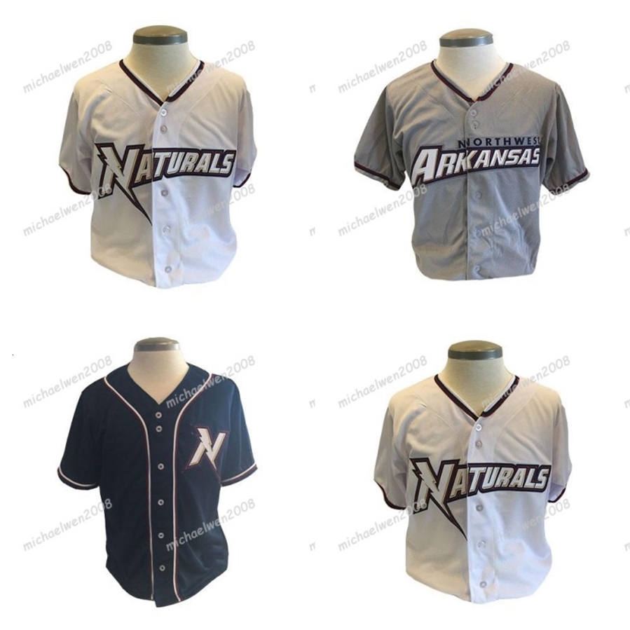 

MitNess Mens Northwest Arkansas Naturals Whtie Grey Navy Blue Custom Double Stitched Shirts Baseball Jerseys High-quality, Mens white