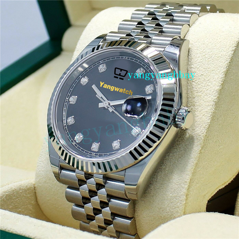 

Original Box v5 WATCH Date-just 126334 41mm Jubilee Black Diamond Dial 18K W Gold Bezel Mechanical (Automatic) mens sapphire watche