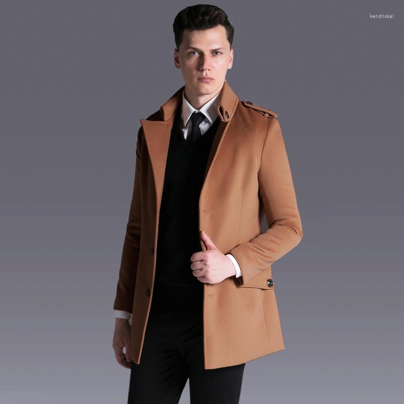 

Men' Wool & Blends Mens Coats Luxury Single Breasted Cashmere Coat Simple Causal Business Woolen Trench Long Jackets And 6xl Kend22, Black