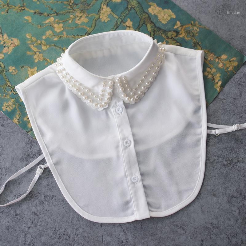 

Blouse Pearl Big Collar Removalbe Vintage Colored Bead Top Sharp Wild High-light Round Neck Necklace Accessories Women's Blouses & Shirts, Style as picture