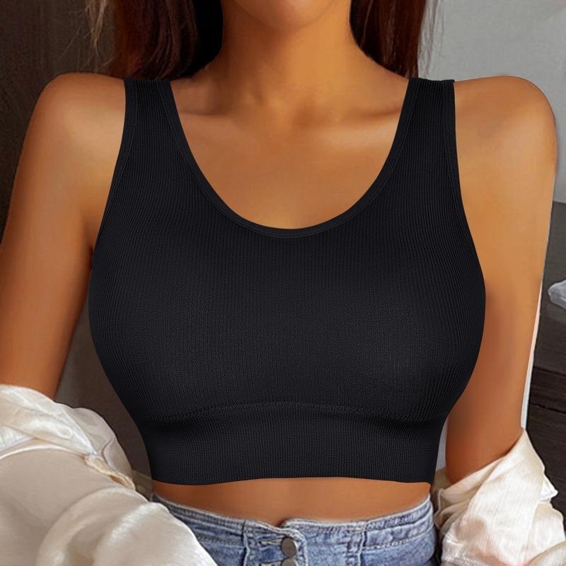 

Camisoles & Tanks Women Crop Top Seamless Underwear Double Straps Tank Tops Female Sexy Lingerie Breathable Intimates Backless Bralette Cami, Rose red