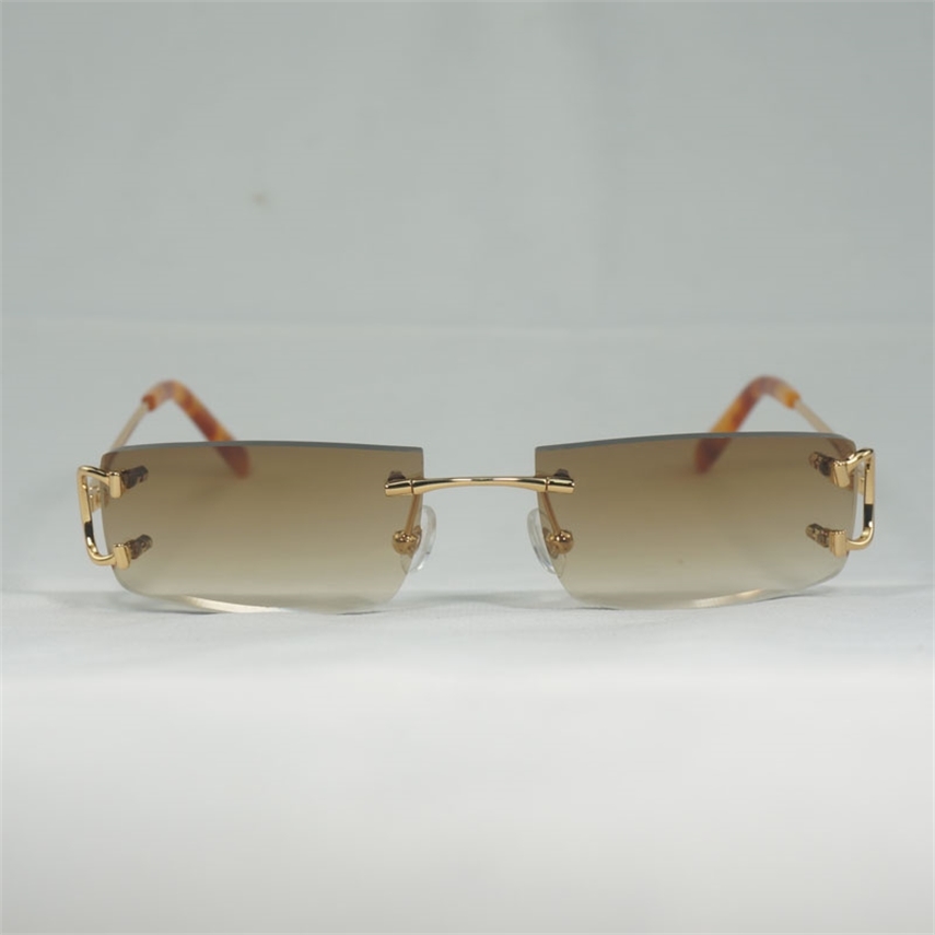 Vintage Small Lens Wire Sunglasses Men Rimless Square Sun Glasses Women for Outdoor Club Clear Glasses Frame Oculos Shades