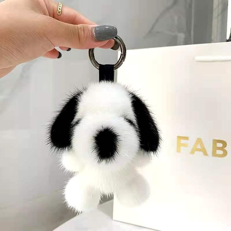 

Keychains Luxury Real Little Dog Pendant Keychain Pet Toys Puppy Keyring Bag Car Key Ornament Plush Doll Trinket Jewelry Gifts