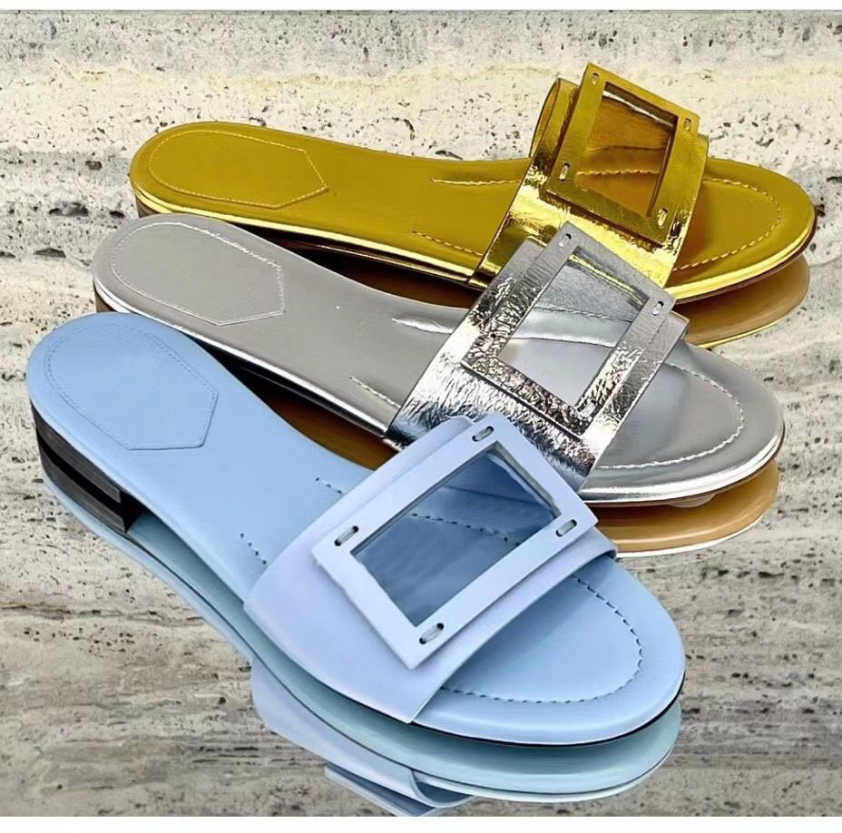 2021 luxury sandals women slipper men slides leather sandal womens Hook & Loop casual fendi shoes 35-41
