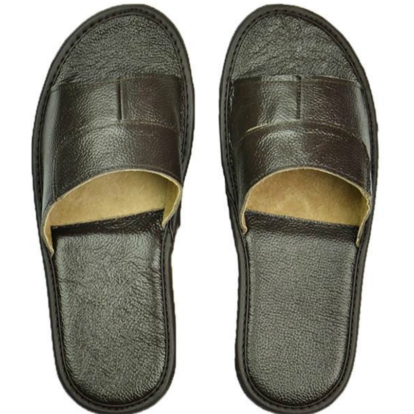 

Men Women Home Slippers Spring Summer Couple Indoor Nonslip Split Leather Fashion Casual Single House Shoes Soft Soles 220615, Brown