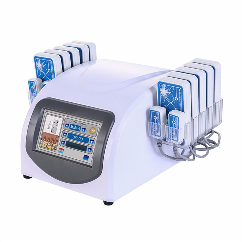 Portable 160mw Burn Lipo Laser Diode Lipolysis Weight Loss Slimming Machine LLLT Cellulite 10 Largepads 4 Smallpad 635nm 650nm Bea271C