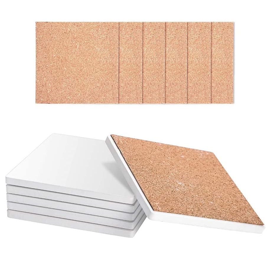

Sublimation Blanks Coaster with Cork Backing Pads Square Absorbent Blank Ceramic Stone Coasters