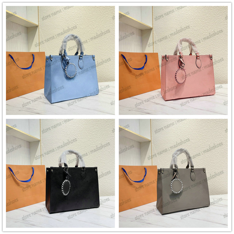 

By The Pool Onthego MM Tote Bag Summer Blue Pink Cream Black Grey Empreinte Monograms Giant On The Go 35cm Handle Bags Luxury Handbag Designer Women Cross Body