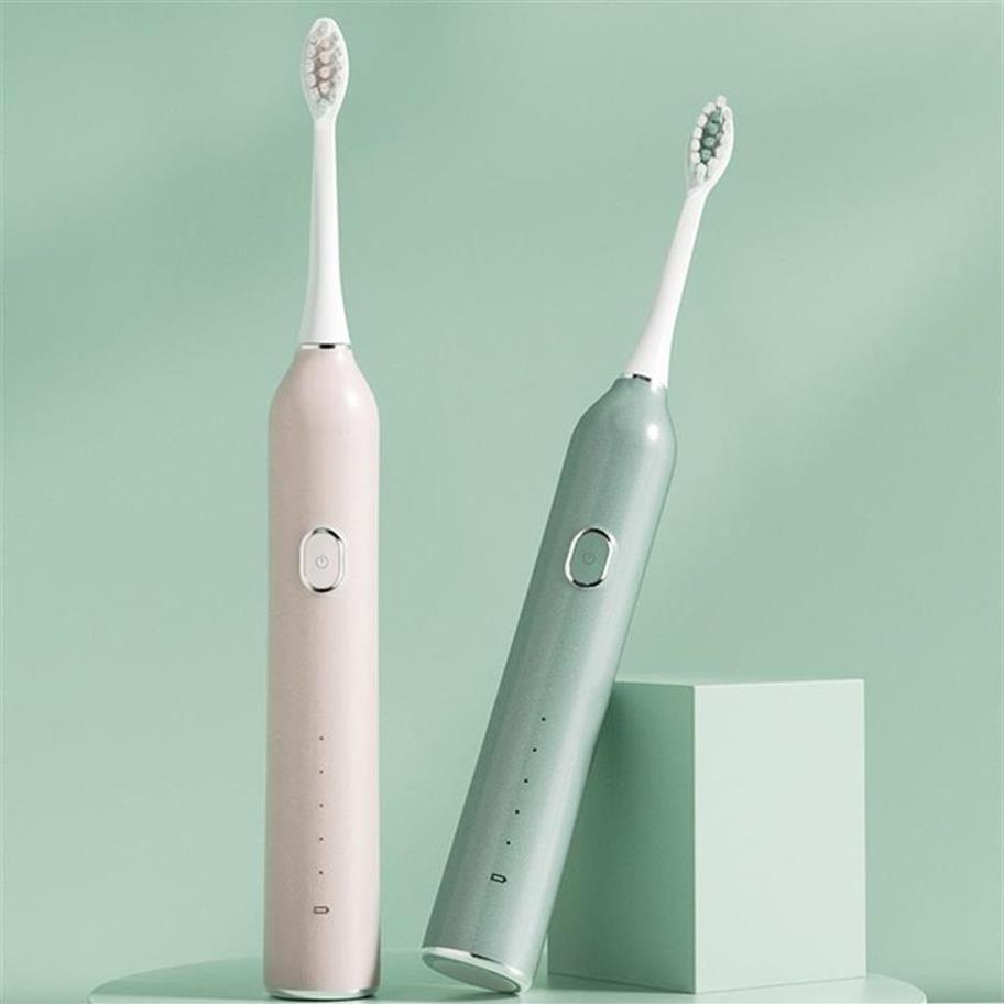

USB Charge Electric Toothbrushes Rechargeable Adult Waterproof Electronic Tooth 8 Brushes Replacement Heads198x322T256m