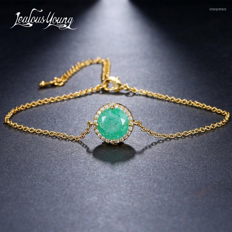 

Charm Bracelets Fashion Gold Color Round Rhinestone Chain Link Bracelet Semi Precious Stone Adjustable Braclets Jewelry AccessoriesCharm ChC