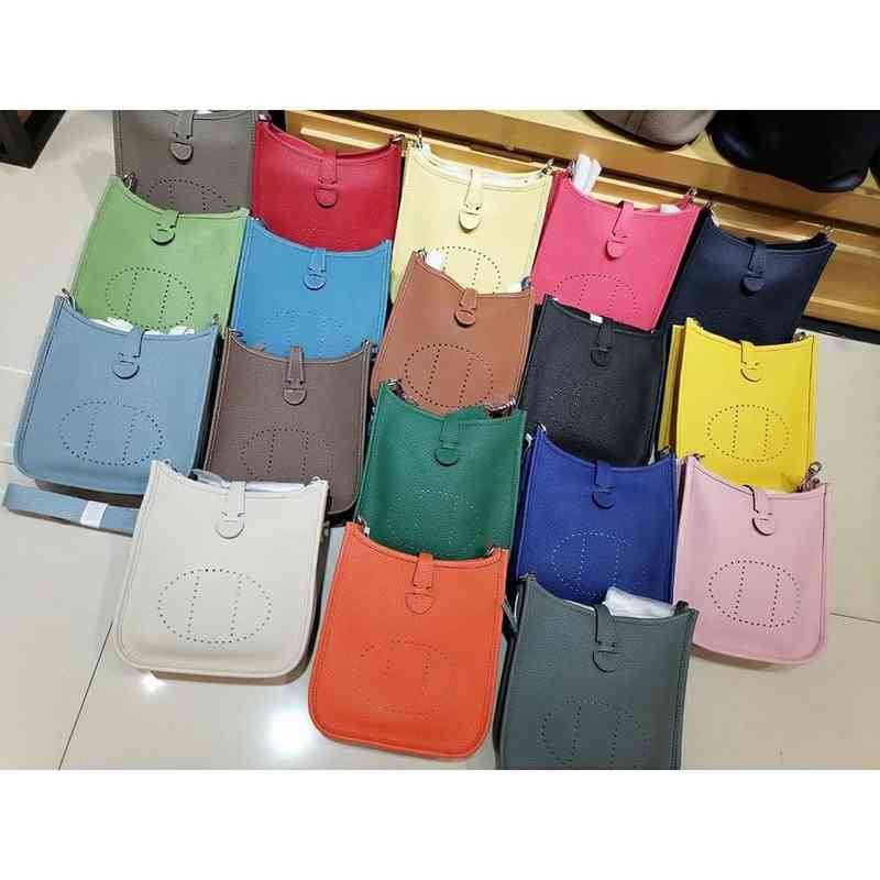 

Designer 22SS Herme Handbags High setting leather Evelyns's Mini 17cm 29cm Togo head single shoulder diagonal, Evelyn small black 17cm