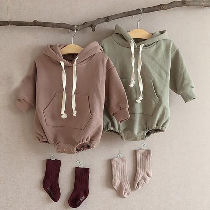 

Jumpsuits Spring Infant Baby Boys Girls Cute Little Bear Hooded Rompers Long Sleeve Autumn Born ClothesJumpsuits, Albb102 beige
