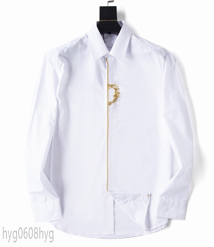

Mens Shirt Top quality embroidery Long Sleeve letter Solid Color Slim Fit Casual Business clothing Long-sleeve shirt luxury designer Casual Medusa Shirts ZZR