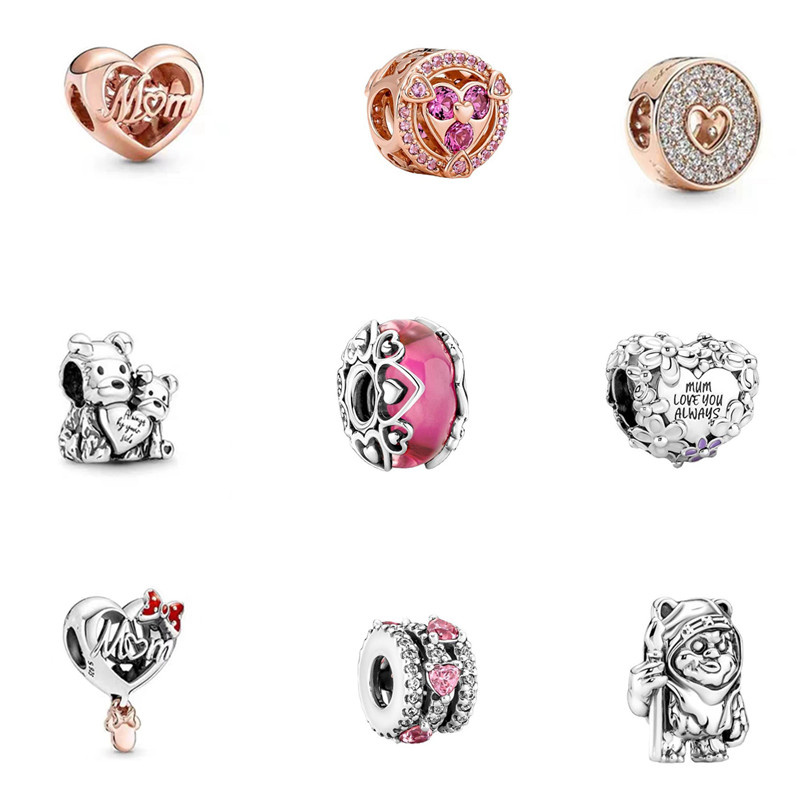 

s925 Sterling Silver Loose Bead Charms Beaded Classic Flower Pendant Womens Original Fit Pandora Bracelets Designer Love Heart Pop Jewelry DIY Ladies Mom Gift