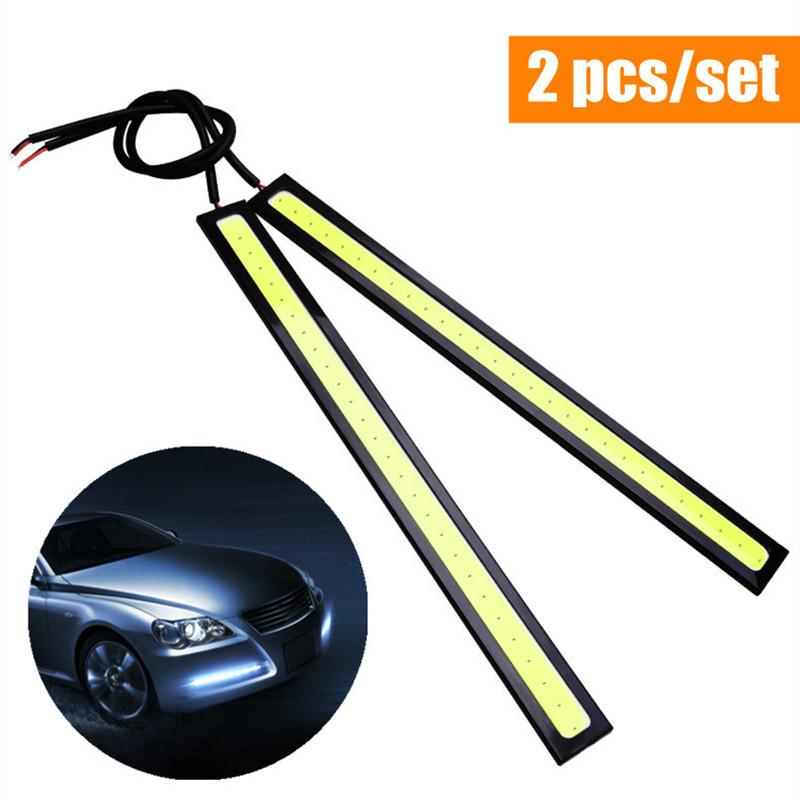 

Emergency Lights 2Pcs Waterproof COB Daytime Running Light Ultra-thin Car LED Strip Auto Bar Turn Signal For
