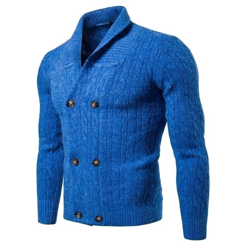 

Casual Men's Sweater O-Neck Striped Slim Fit Knittwear Autumn Mens Sweater 201126, Blue