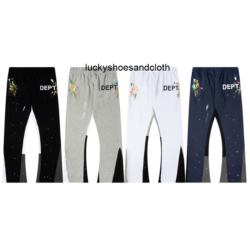 

designer sweatpants gallerydept sports pants Correct version high street speckled color printing mosaic contrast mens and womens pants micro, Gray